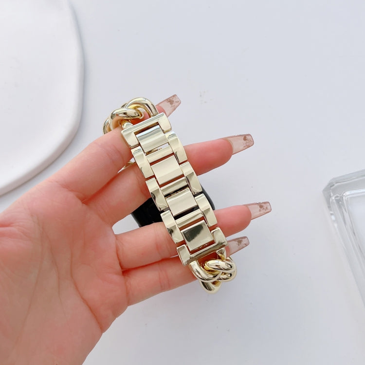 Big Denim Chain Metal Watch Band For Apple Watch 9 45mm(Gold) by bashfashion