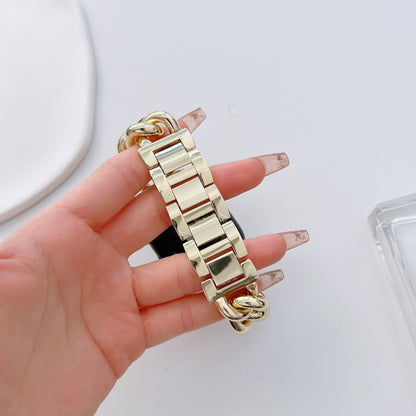 Big Denim Chain Metal Watch Band For Apple Watch 9 45mm(Gold) by bashfashion
