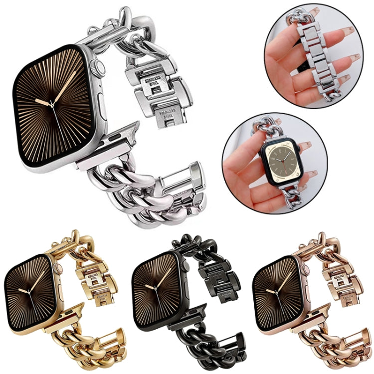 Big Denim Chain Metal Watch Band For Apple Watch SE 2023 44mm(Silver) by bashfashion