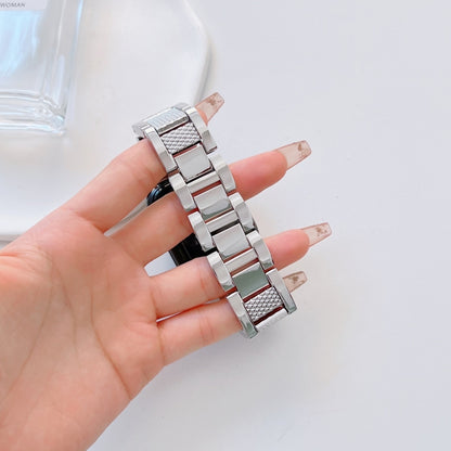 Plaid Metal Watch Band For Apple Watch Series 10 46mm(Silver) by bashfashion