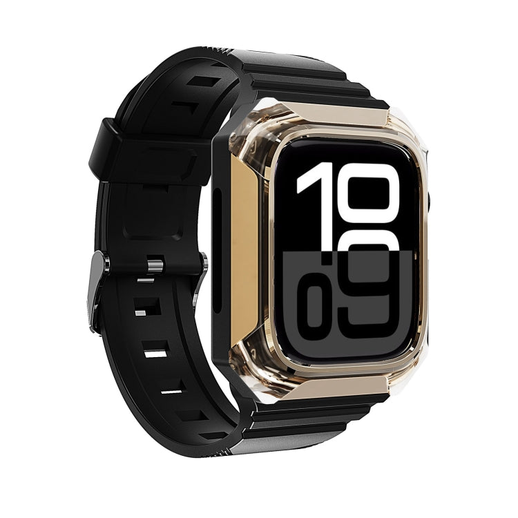 Armor Case Integrated TPU Watch Band For Apple Watch Series 11 / 10 42mm(Gold) by bashfashion