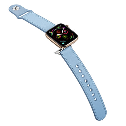For Apple Watch Series 7 41mm / 6 & SE & 5 & 4 40mm / 3 & 2 & 1 38mm Single Buckle TPU+ Genuine Leather Watch Band(Blue) by bashfashion