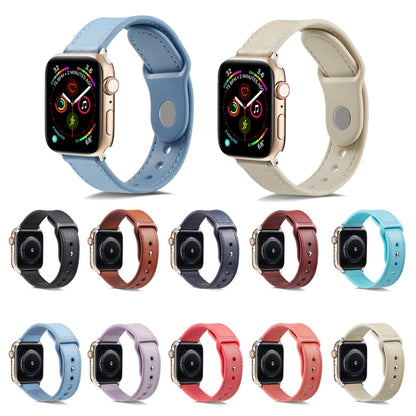 For Apple Watch Series 7 41mm / 6 & SE & 5 & 4 40mm / 3 & 2 & 1 38mm Single Buckle TPU+ Genuine Leather Watch Band(Blue) by bashfashion