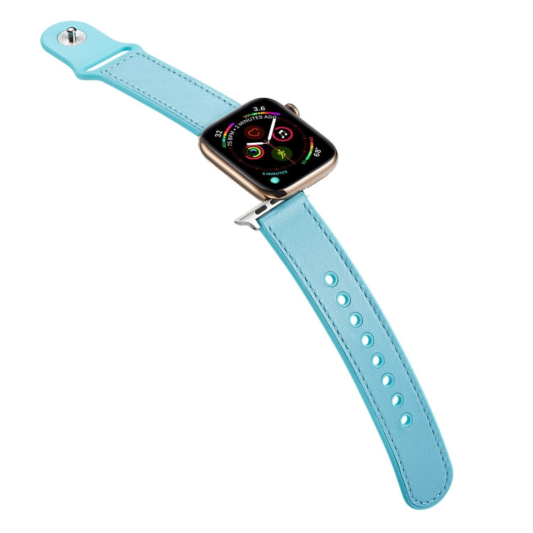 For Apple Watch Ultra 49mm&Watch Ultra 2 49mm / Series 9&8&7 45mm / SE 3&SE 2&6&SE&5&4 44mm / 3&2&1 42mm Single Buckle TPU+ Genuine Leather Watch Band(Light Blue) by bashfashion
