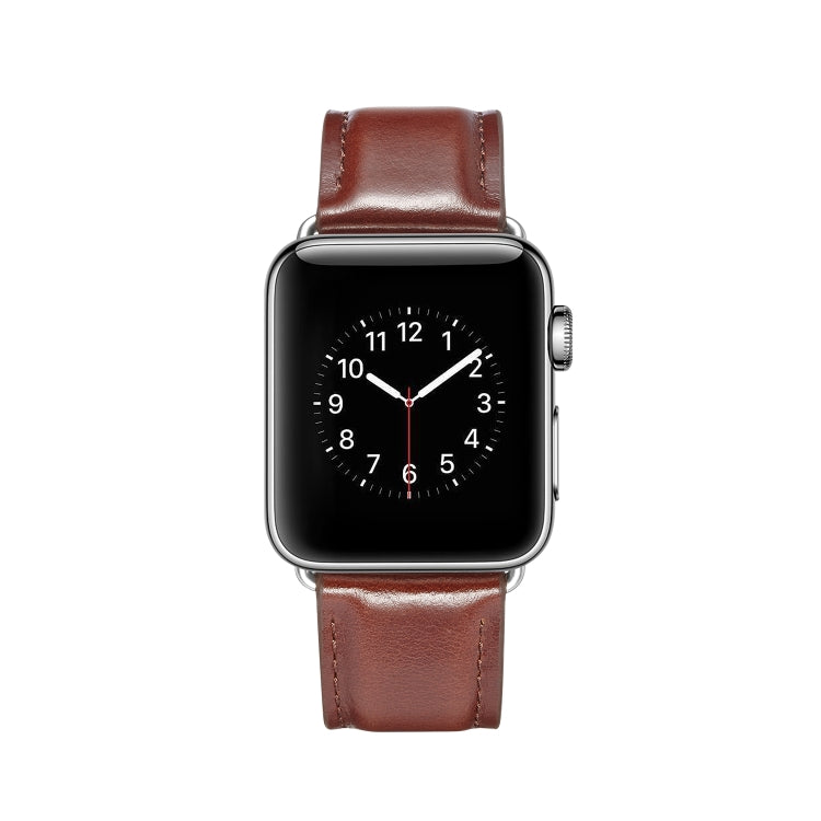 For Apple Watch Series 7 41mm / 6 & SE & 5 & 4 40mm / 3 & 2 & 1 38mm Crazy Horse Texture Top-grain Leather Watch Band(Dark Brown) by bashfashion