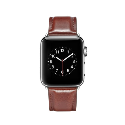 For Apple Watch Series 7 45mm / 6 & SE & 5 & 4 44mm / 3 & 2 & 1 42mm Crazy Horse Texture Top-grain Leather Watch Band(Dark Brown) by bashfashion