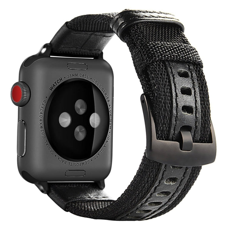 For Apple Watch Series 7 45mm / 6 & SE & 5 & 4 44mm / 3 & 2 & 1 42mm Nylon Watch Band(Black) by bashfashion