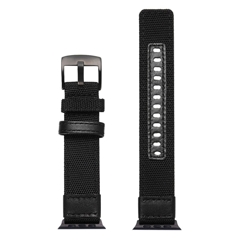 For Apple Watch Series 7 45mm / 6 & SE & 5 & 4 44mm / 3 & 2 & 1 42mm Nylon Watch Band(Black) by bashfashion