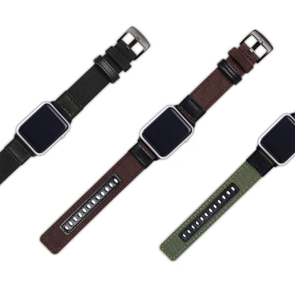 For Apple Watch Series 7 45mm / 6 & SE & 5 & 4 44mm / 3 & 2 & 1 42mm Nylon Watch Band(Black) by bashfashion
