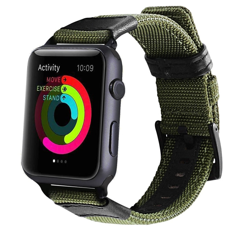For Apple Watch Series 7 45mm / 6 & SE & 5 & 4 44mm / 3 & 2 & 1 42mm Nylon Watch Band(Army Green) by bashfashion