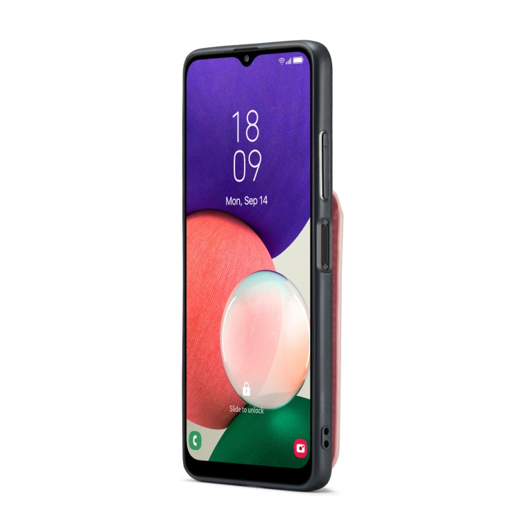 For Samsung Galaxy A22 5G Fierre Shann Crazy Horse Card Holder Back Cover PU Phone Case(Pink) by FIERRE SHANN