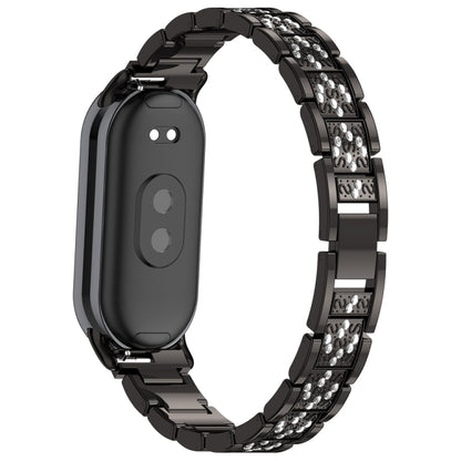 For Xiaomi Mi Band 8 Three-beads Full Diamond Metal Watch Band(Black) by bashfashion