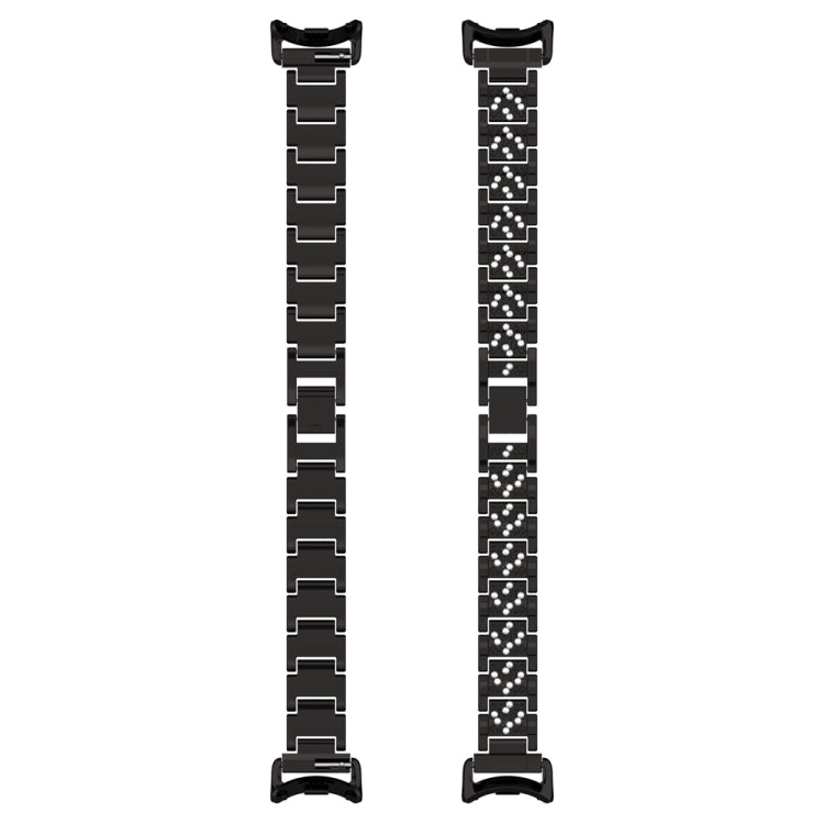 For Xiaomi Mi Band 8 Three-beads Full Diamond Metal Watch Band(Black) by bashfashion