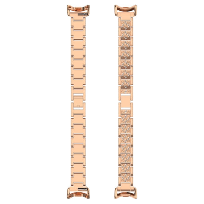 For Xiaomi Mi Band 8 Three-beads Full Diamond Metal Watch Band(Rose Gold) by bashfashion