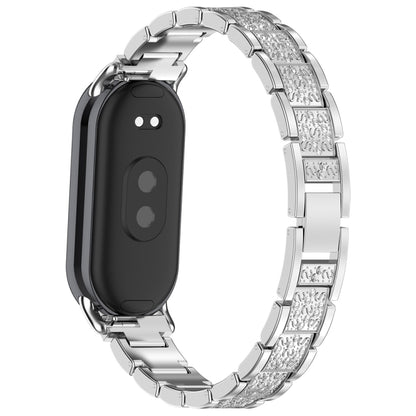For Xiaomi Mi Band 8 Three-beads Full Diamond Metal Watch Band(Silver) by bashfashion
