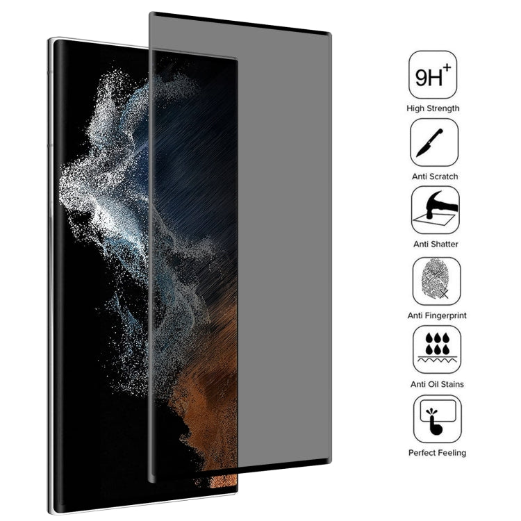 For Samsung Galaxy S22 Ultra 5G 3D Curved Edge Privacy Tempered Glass Film, without Fingerprint Unlocking by bashfashion