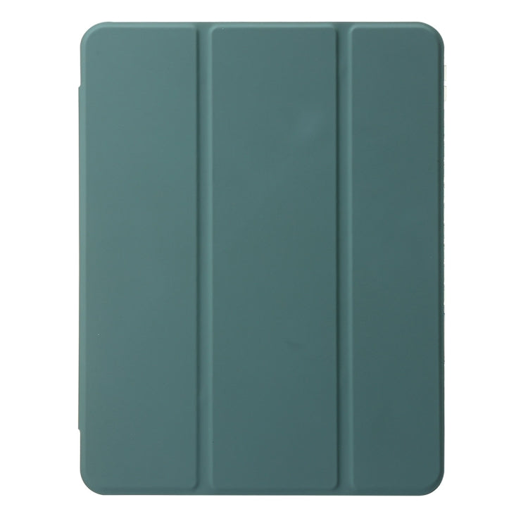 For iPad Pro 13 2025 / 2024 Clear Acrylic 3-Fold Leather Tablet Case(Dark Green) by bashfashion