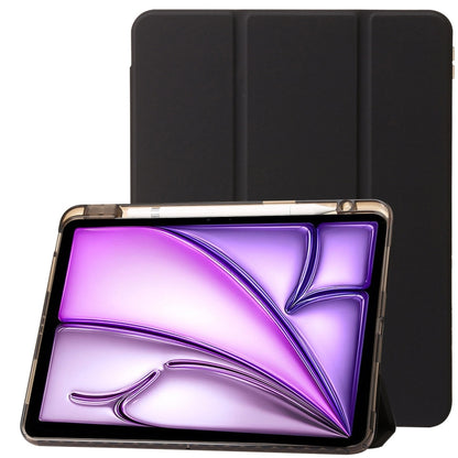For iPad Air 13 2025 / 2024 Clear Acrylic 3-Fold Leather Tablet Case(Black) by bashfashion