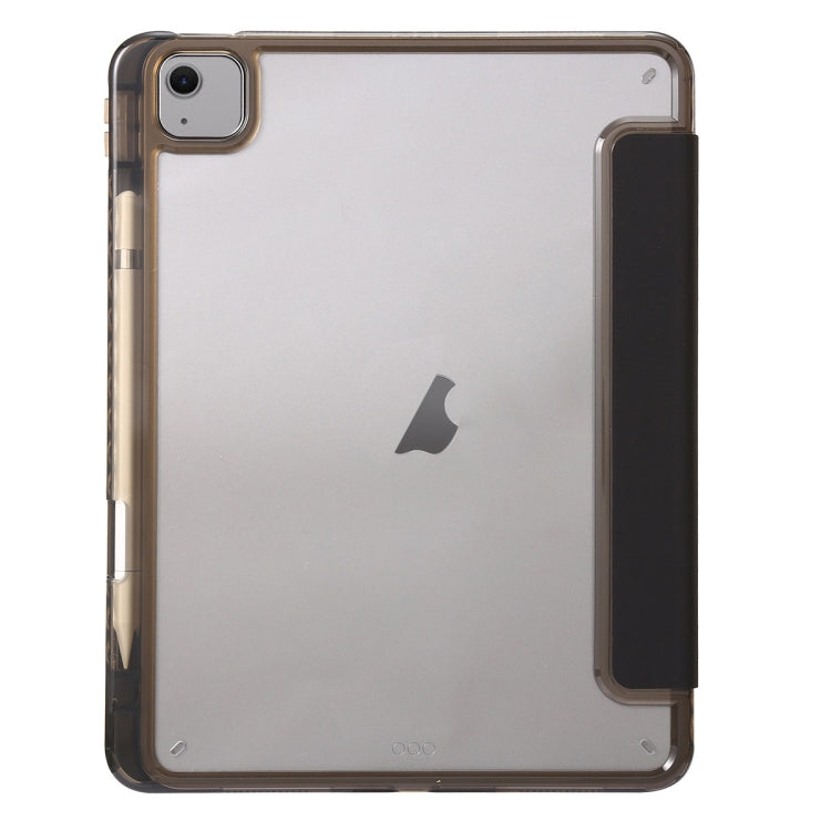 For iPad Air 13 2025 / 2024 Clear Acrylic 3-Fold Leather Tablet Case(Black) by bashfashion