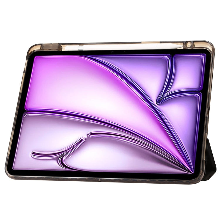 For iPad Air 13 2025 / 2024 Clear Acrylic 3-Fold Leather Tablet Case(Black) by bashfashion