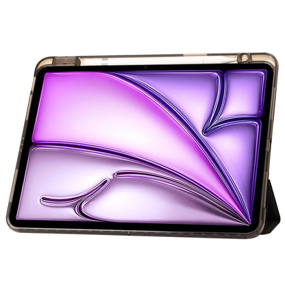 For iPad Air 13 2025 / 2024 Clear Acrylic 3-Fold Leather Tablet Case(Black) by bashfashion