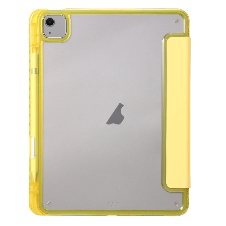 For iPad Air 13 2025 / 2024 Clear Acrylic 3-Fold Leather Tablet Case(Yellow) by bashfashion
