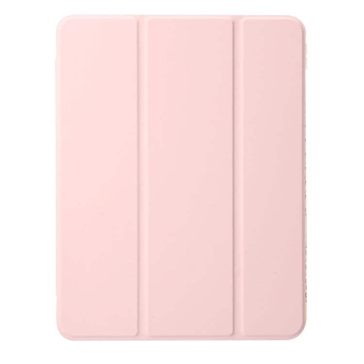 For iPad Pro 11 2025 / 2024 Clear Acrylic 3-Fold Leather Tablet Case(Pink) by bashfashion