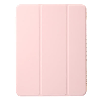 For iPad Pro 11 2025 / 2024 Clear Acrylic 3-Fold Leather Tablet Case(Pink) by bashfashion