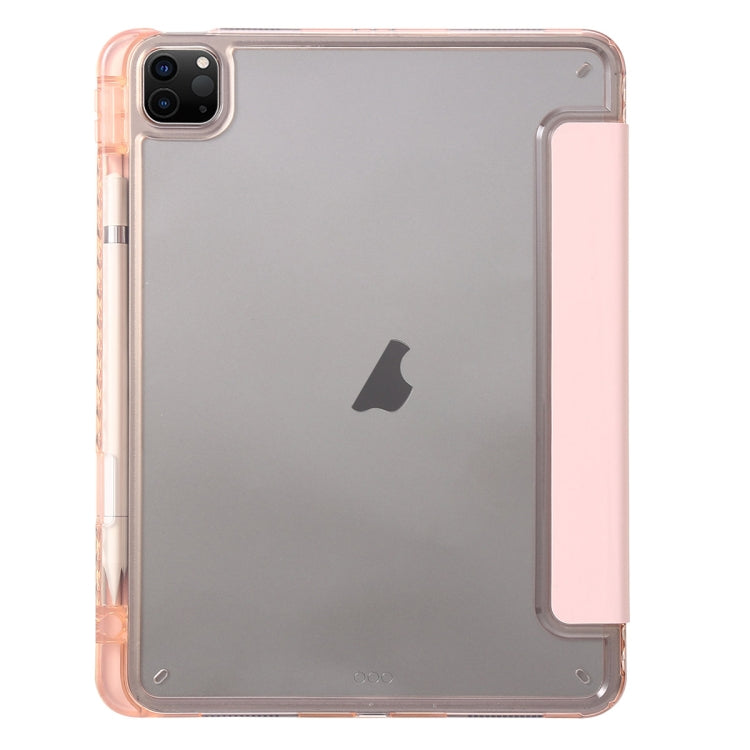 For iPad Pro 11 2025 / 2024 Clear Acrylic 3-Fold Leather Tablet Case(Pink) by bashfashion