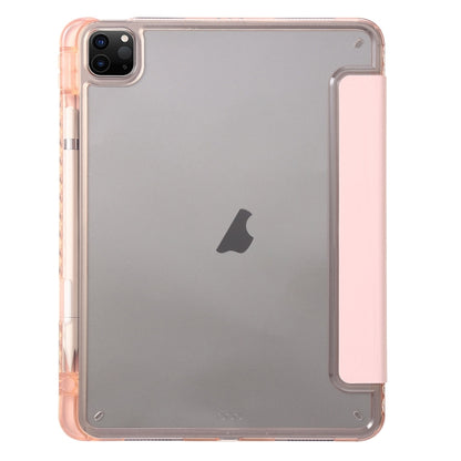 For iPad Pro 11 2025 / 2024 Clear Acrylic 3-Fold Leather Tablet Case(Pink) by bashfashion