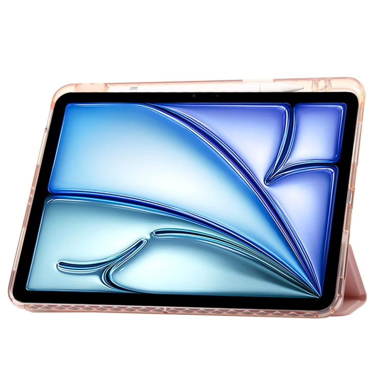 For iPad Pro 11 2025 / 2024 Clear Acrylic 3-Fold Leather Tablet Case(Pink) by bashfashion