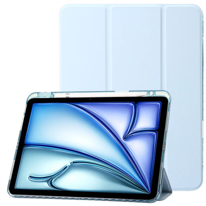 For iPad Pro 11 2025 / 2024 Clear Acrylic 3-Fold Leather Tablet Case(Ice Blue) by bashfashion