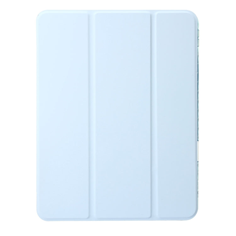 For iPad Pro 11 2025 / 2024 Clear Acrylic 3-Fold Leather Tablet Case(Ice Blue) by bashfashion