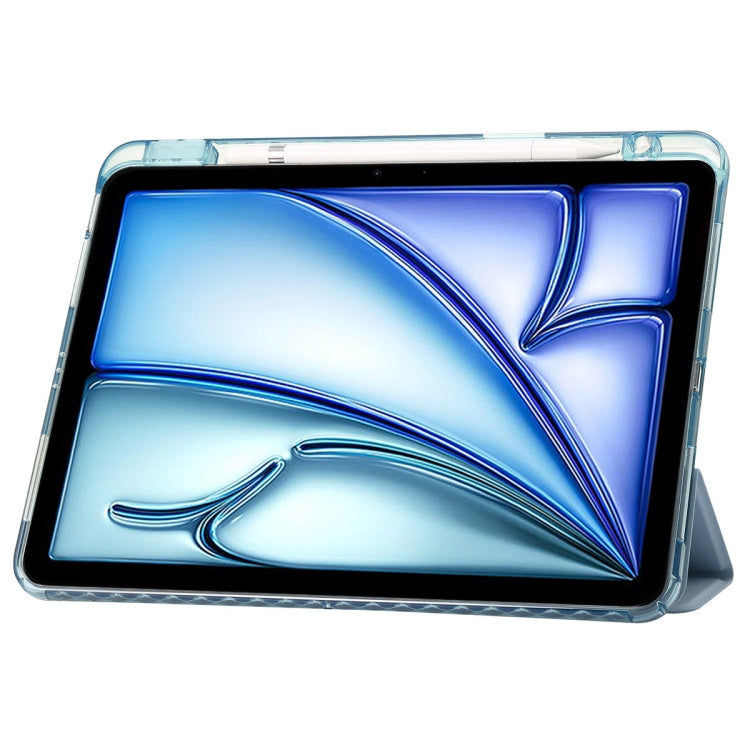 For iPad Pro 11 2025 / 2024 Clear Acrylic 3-Fold Leather Tablet Case(Ice Blue) by bashfashion