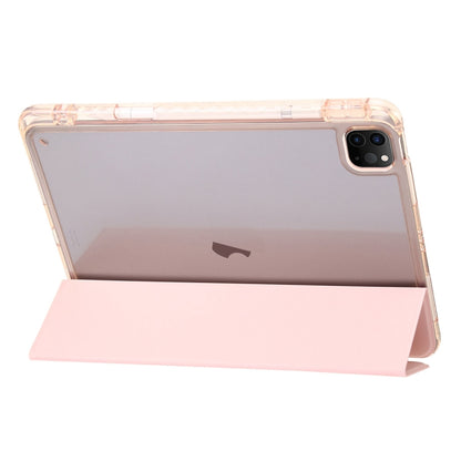 For iPad Pro 11 2025 / 2024 Clear Acrylic 3-Fold Leather Tablet Case(Pink) by bashfashion