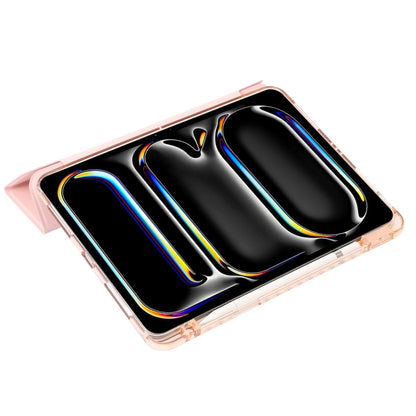 For iPad Air 13 2025 / 2024 Clear Acrylic 3-Fold Leather Tablet Case(Black) by bashfashion