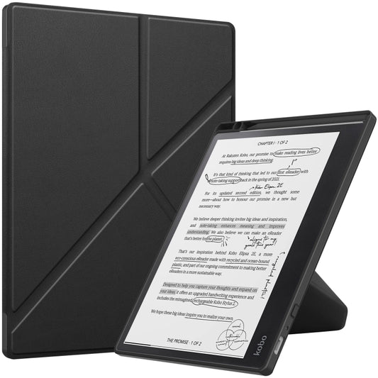For Kobo Elipsa 2E Solid Color Deformation TPU Leather Smart Tablet Case(Black) by bashfashion