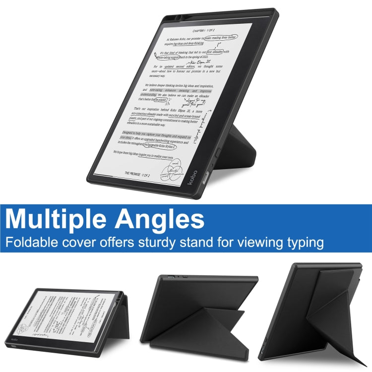 For Kobo Elipsa 2E Solid Color Deformation TPU Leather Smart Tablet Case(Black) by bashfashion