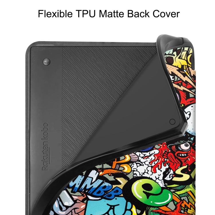 For Kobo Elipsa 2E Painted Deformation TPU Leather Smart Tablet Case(Graffiti) by bashfashion
