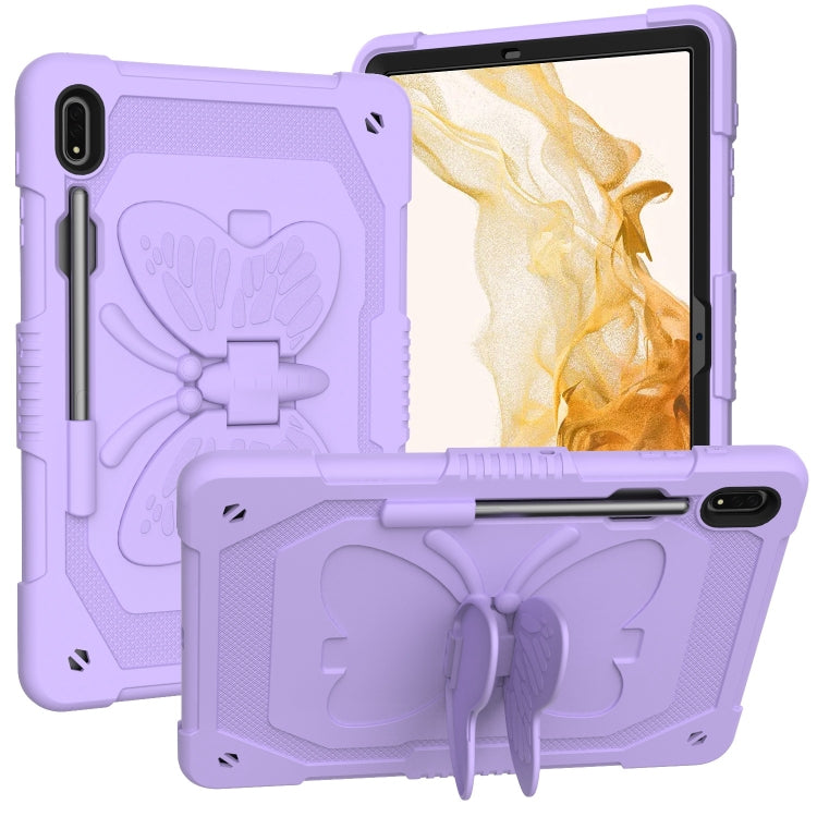For Samsung Galaxy Tab S8+ / S7+ Butterfly Kickstand Heavy Duty Hard Rugged Tablet Case(Raro Purple) by bashfashion