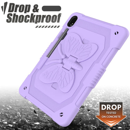 For Samsung Galaxy Tab S8+ / S7+ Butterfly Kickstand Heavy Duty Hard Rugged Tablet Case(Raro Purple) by bashfashion