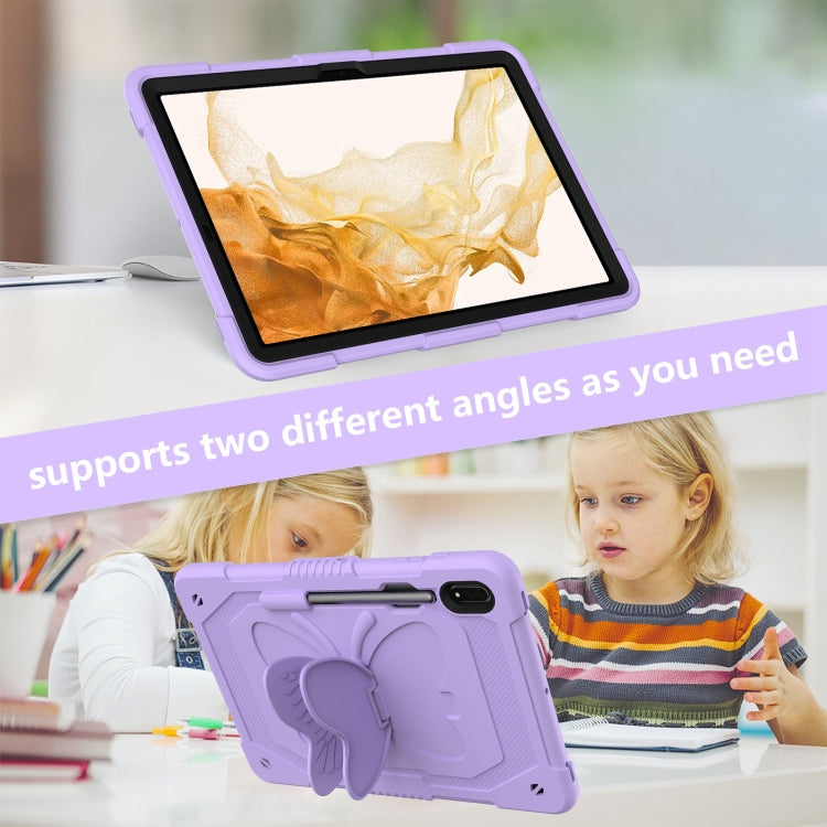 For Samsung Galaxy Tab S8+ / S7+ Butterfly Kickstand Heavy Duty Hard Rugged Tablet Case(Raro Purple) by bashfashion