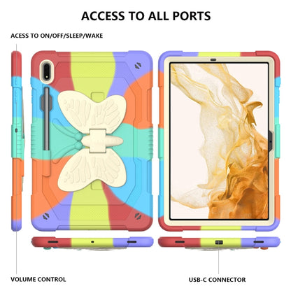 For Samsung Galaxy Tab S8+ / S7+ Butterfly Kickstand Heavy Duty Hard Rugged Tablet Case(Colorful Red) by bashfashion