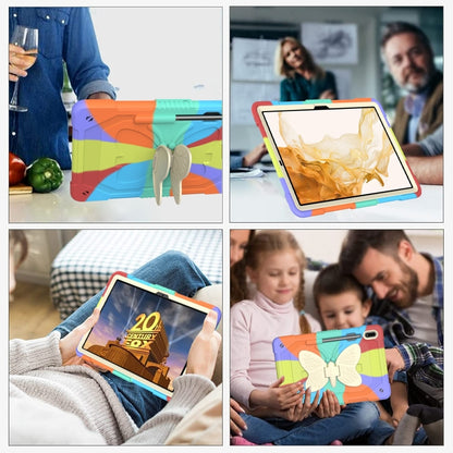 For Samsung Galaxy Tab S8+ / S7+ Butterfly Kickstand Heavy Duty Hard Rugged Tablet Case(Colorful Red) by bashfashion