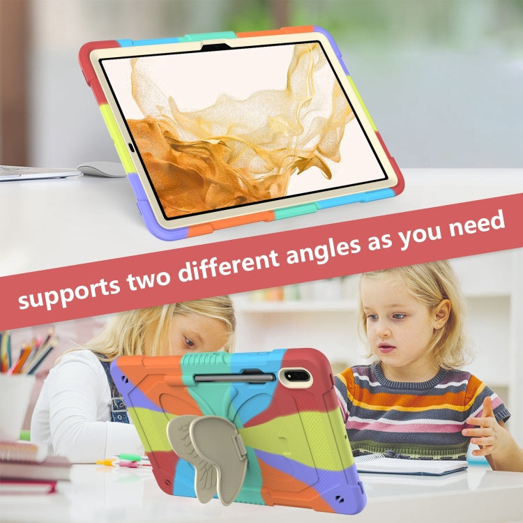 For Samsung Galaxy Tab S8+ / S7+ Butterfly Kickstand Heavy Duty Hard Rugged Tablet Case(Colorful Red) by bashfashion