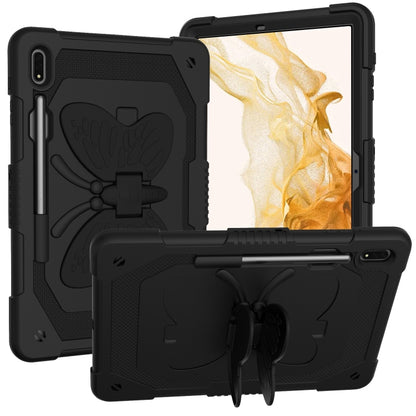 For Samsung Galaxy Tab S8+ / S7+ Butterfly Kickstand Heavy Duty Hard Rugged Tablet Case(Black) by bashfashion
