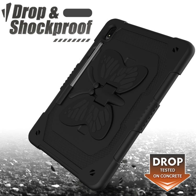 For Samsung Galaxy Tab S8+ / S7+ Butterfly Kickstand Heavy Duty Hard Rugged Tablet Case(Black) by bashfashion