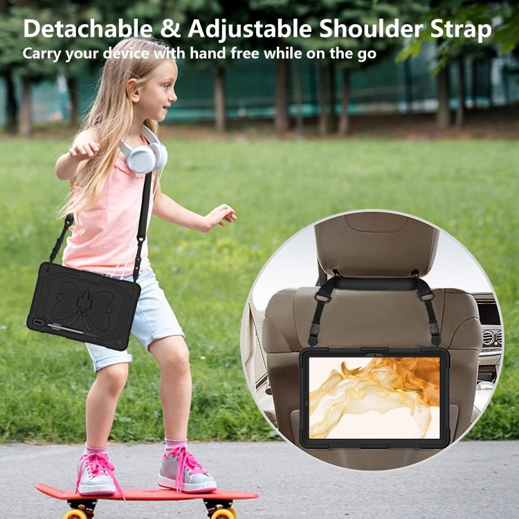 For Samsung Galaxy Tab S8+ / S7+ Butterfly Kickstand Heavy Duty Hard Rugged Tablet Case(Black) by bashfashion