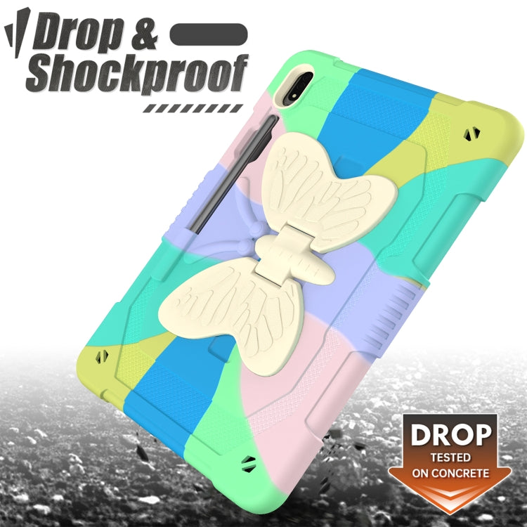 For Samsung Galaxy Tab S8+ / S7+ Butterfly Kickstand Heavy Duty Hard Rugged Tablet Case(Colorful Green) by bashfashion