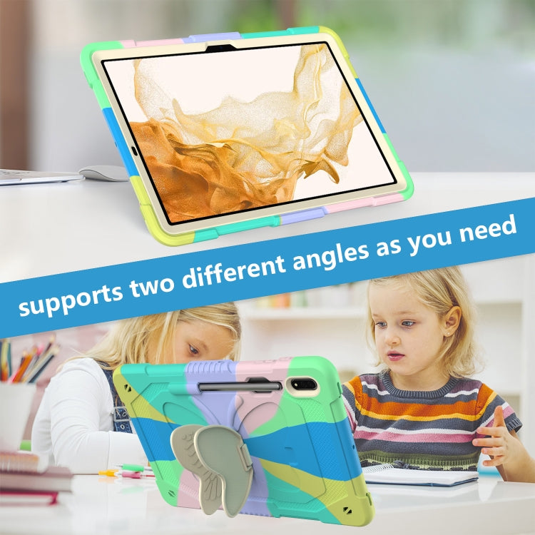 For Samsung Galaxy Tab S8+ / S7+ Butterfly Kickstand Heavy Duty Hard Rugged Tablet Case(Colorful Green) by bashfashion